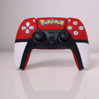 Custom Airbrush Painted Sony PlayStation 5 PS5 - Pokemon Pocket Monster Got to Get Em All Red White Anime Video Game