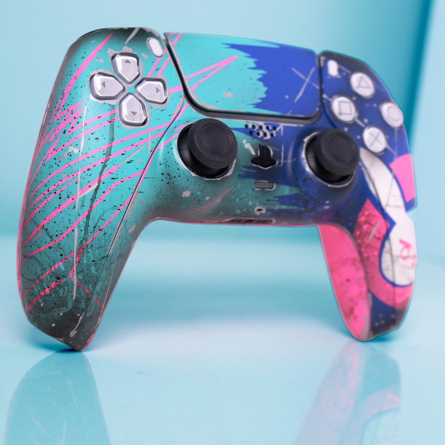 Custom Airbrush Controller Sony Playstation 5 PS5 - D.VA Overwatch Nerf This Bunny FPS First Person Shooter