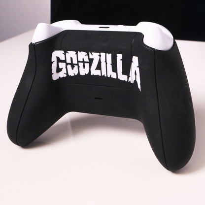 Custom Airbrush Painted Microsoft Xbox Series X XBX - Red and black custom gaming controller with white Japanese-inspired artwork. Monster -Kaiju - Great wave