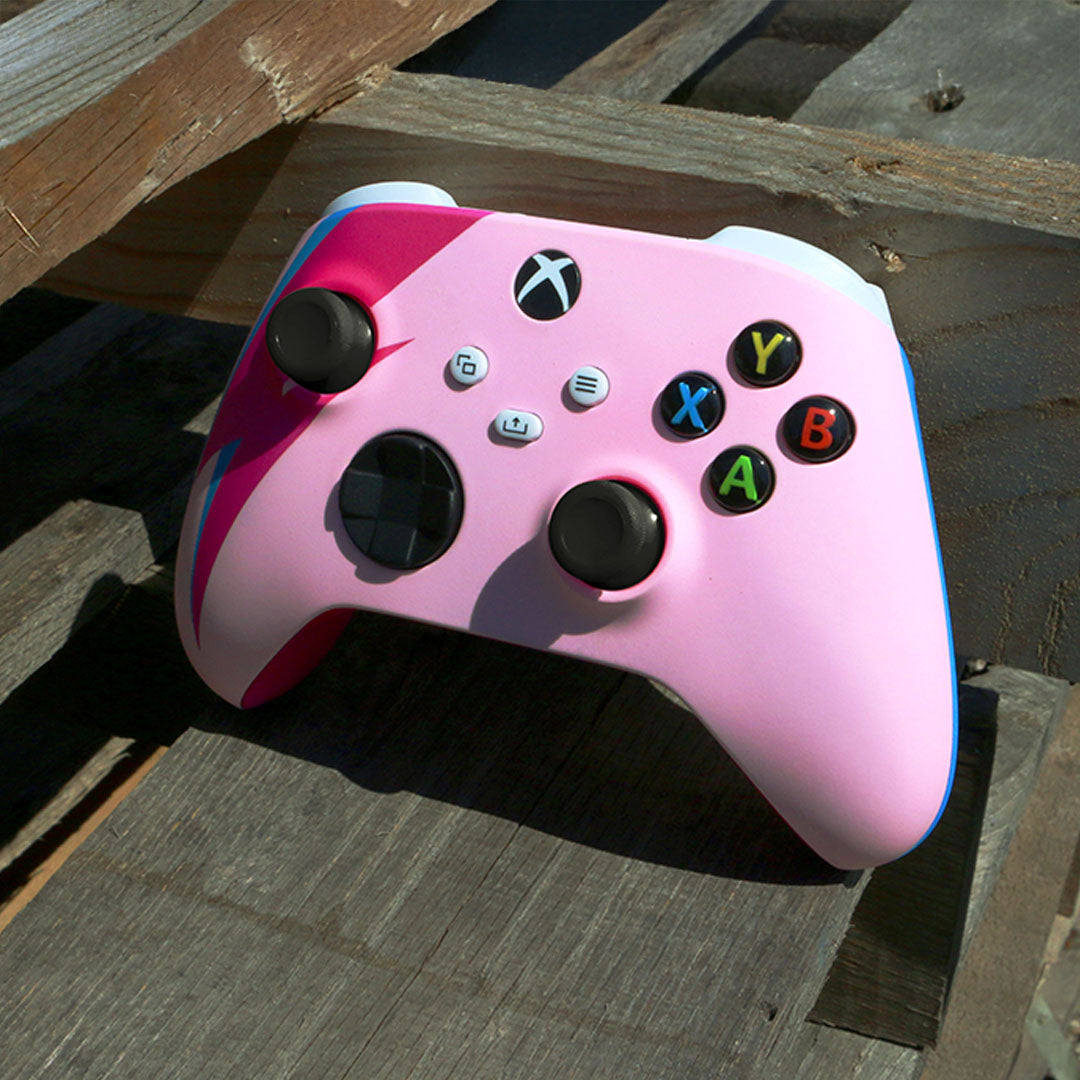 Custom Airbrush Controller Microsoft Xbox Series X - Xbox One S - Stardust David bowie Lightning Bolt