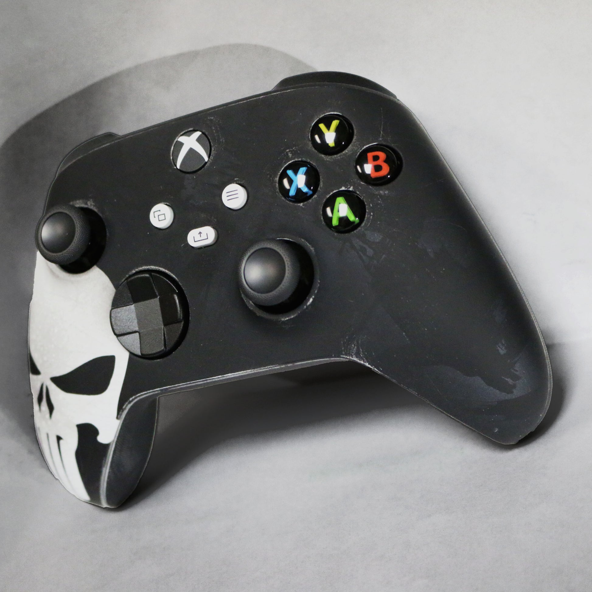 Custom Airbrush Controller Microsoft Xbox Series X - Xbox One S - Punisher Skull White Black Superhero