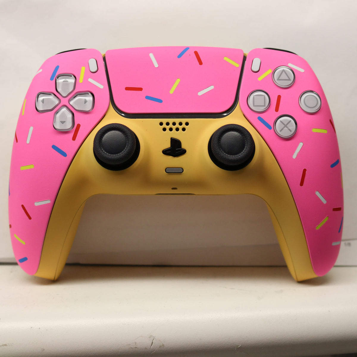Custom Airbrushed Controller Sony Playstation 5 PS5 - Glazed Fresh Donut Homer Food Pastry Sprinkles Pink