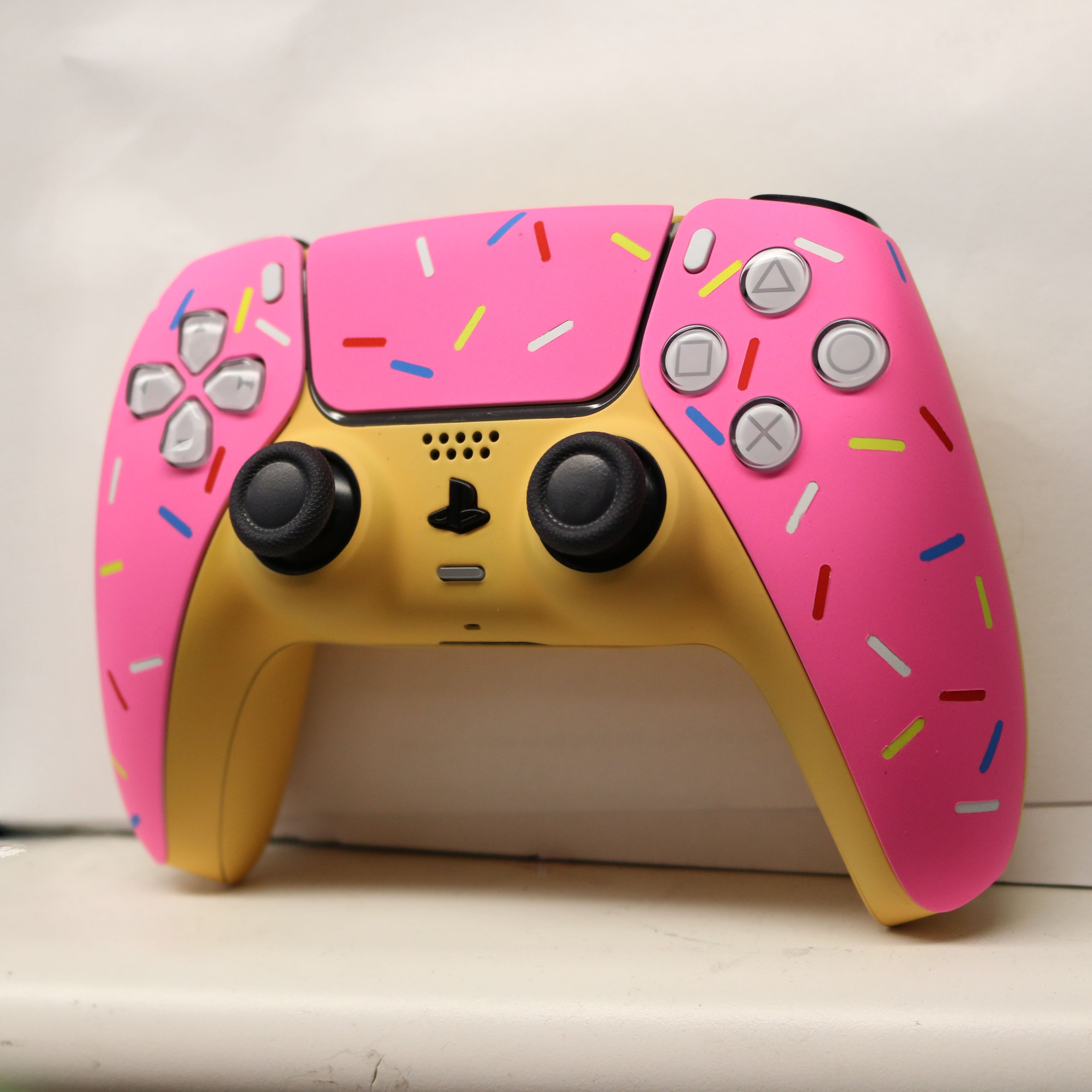 Custom Airbrushed Controller Sony Playstation 5 PS5 - Glazed Fresh Donut Homer Food Pastry Sprinkles Pink