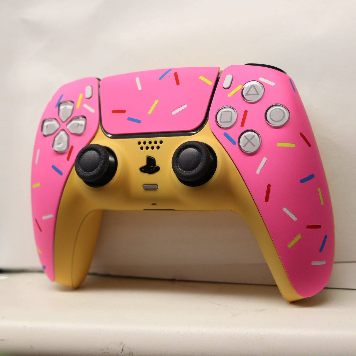Custom Airbrushed Controller Sony Playstation 5 PS5 - Glazed Fresh Donut Homer Food Pastry Sprinkles Pink