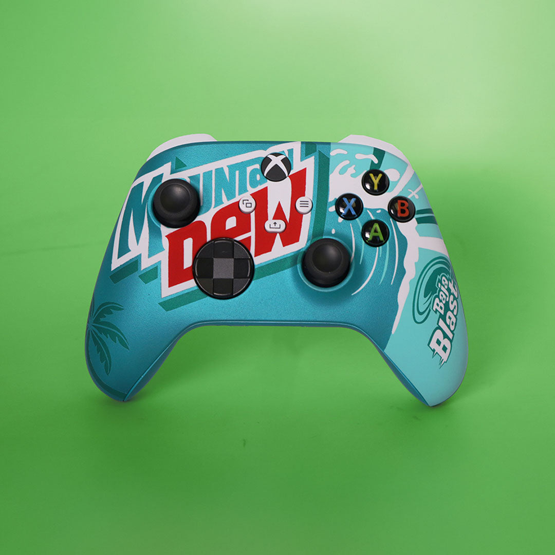 Custom Airbrush Painted Controller Microsoft Xbox Series X  XSX One - Baja Blast Mountain Dew Taco Bell Teal Red Yellow Wave