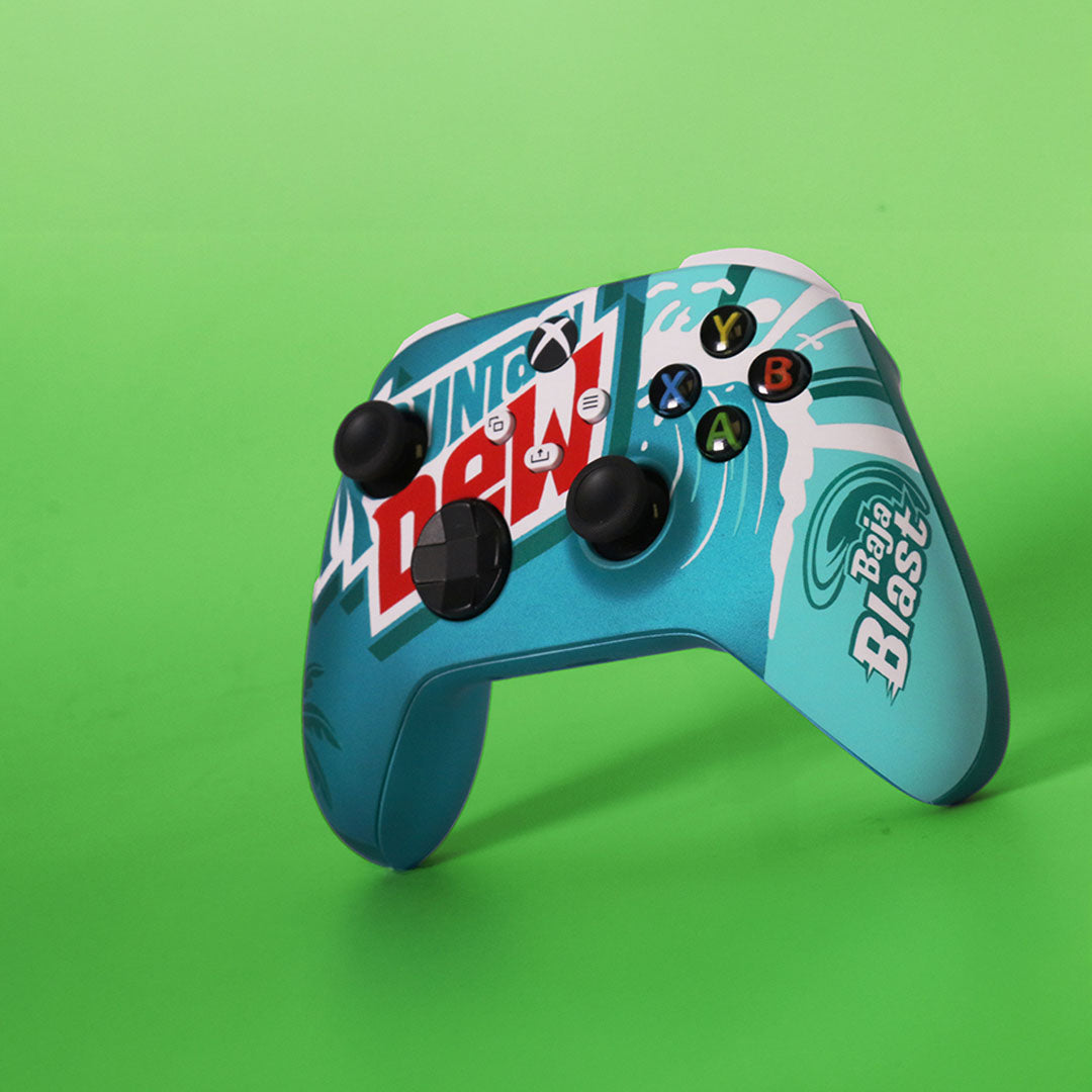 Custom Airbrush Painted Controller Microsoft Xbox Series X  XSX One - Baja Blast Mountain Dew Taco Bell Teal Red Yellow Wave