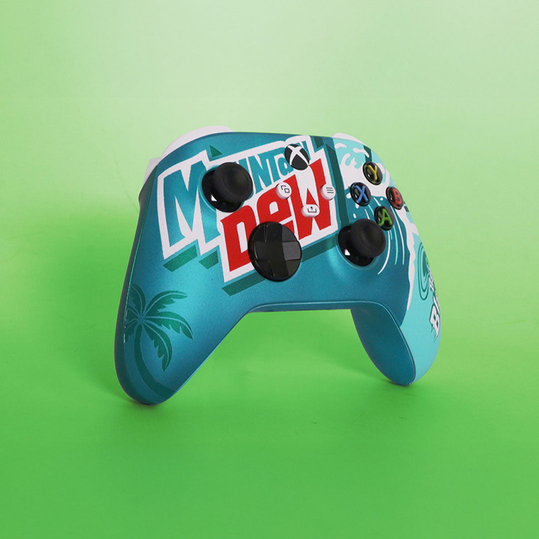 Custom Airbrush Painted Controller Microsoft Xbox Series X  XSX One - Baja Blast Mountain Dew Taco Bell Teal Red Yellow Wave