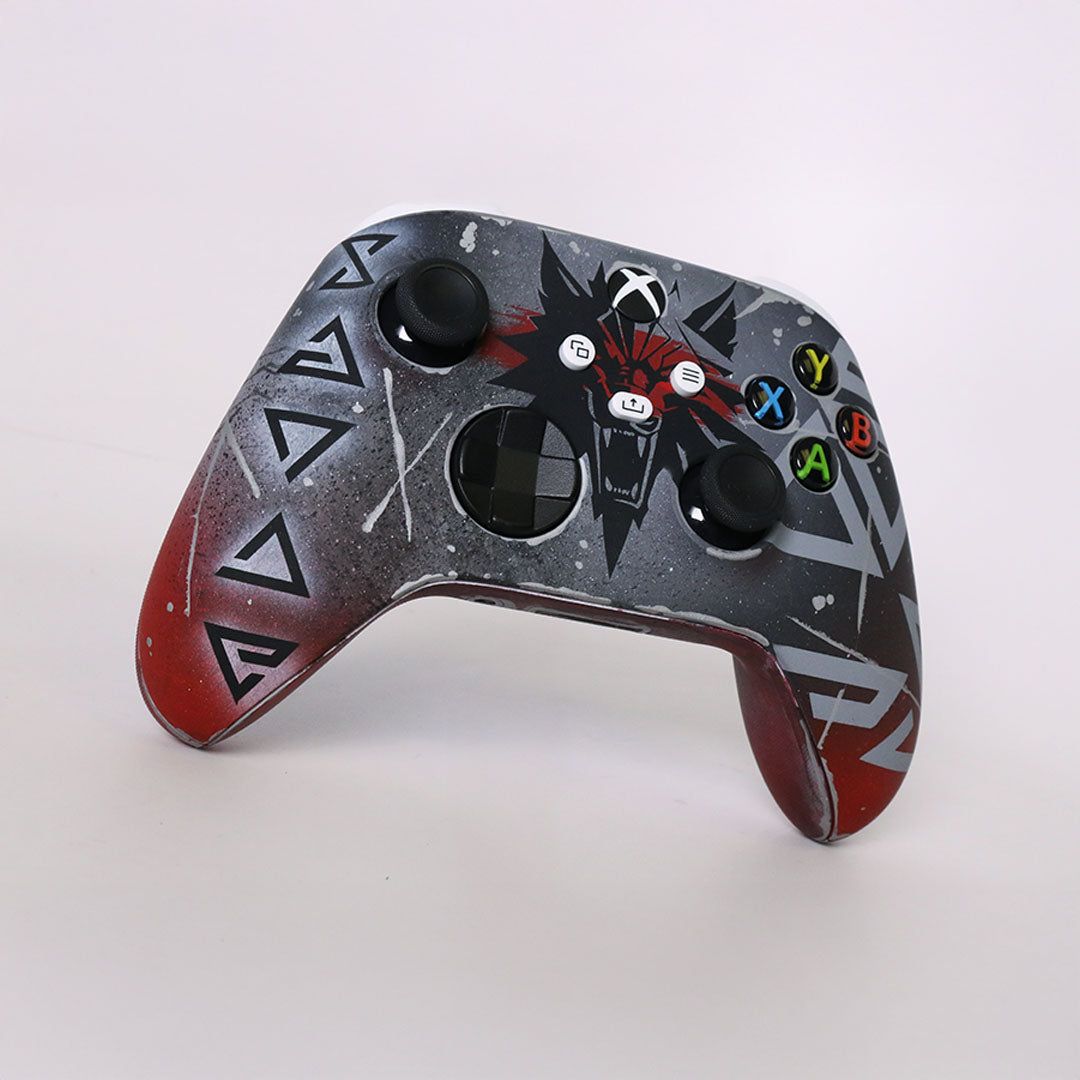 Custom Controller Microsoft Xbox Series X - Xbox One S - Wolf Witcher Folklore Fantasy Runes Elements Game Tv Series Geralt Dark Horror