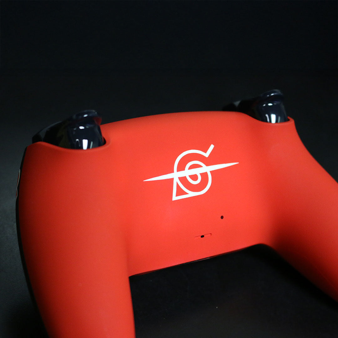 Custom Airbrush Controller Sony Playstation 5 PS5 - Shinobi Dawn Anime Akatsuki Villains Ninja Red Cloud PS5 Controller Skin | Black & Red DualSense Custom Vinyl Wrap | Anime-Inspired Gaming Controller Decal
