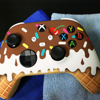Custom airbrush Controller Microsoft Xbox Series X - Xbox One S - Sundae Ice Cream Cone Cherry Sprinkles