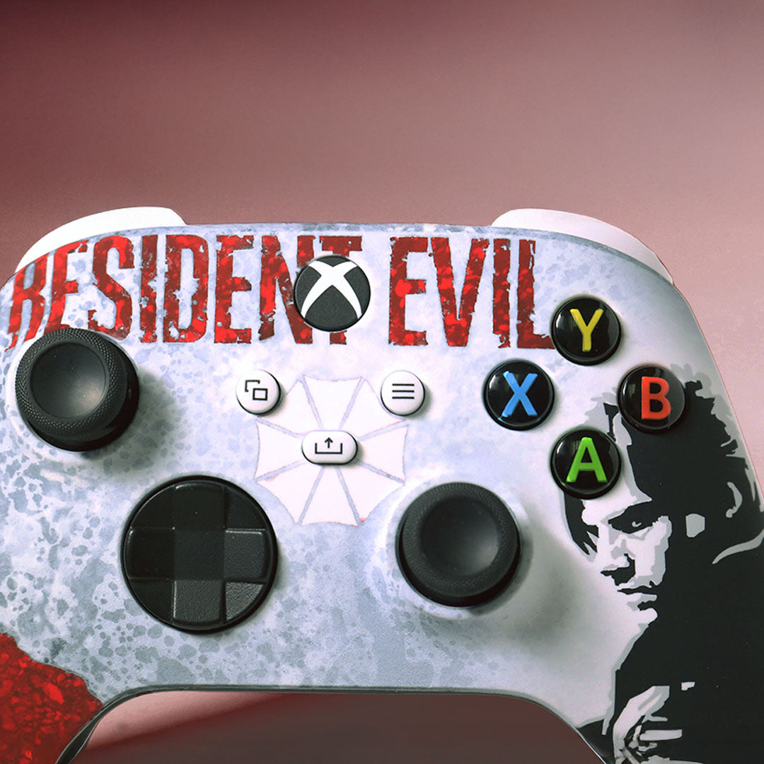 Custom Airbrush Controller Microsoft Xbox Series X - Xbox One S - Bio hazard Resident Evil Leon Raccoon Virus