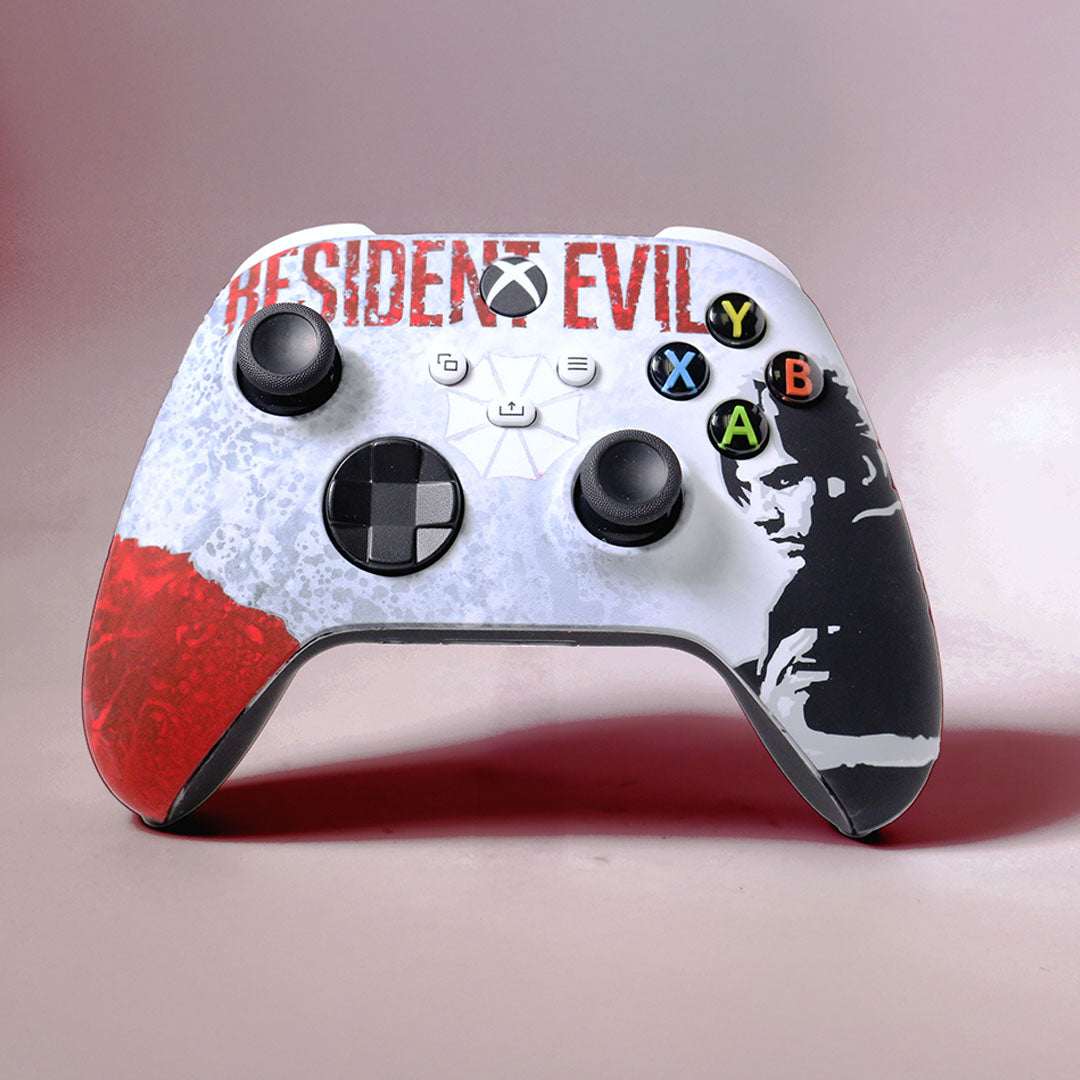 Custom Airbrush Controller Microsoft Xbox Series X - Xbox One S - Bio hazard Resident Evil Leon Raccoon Virus