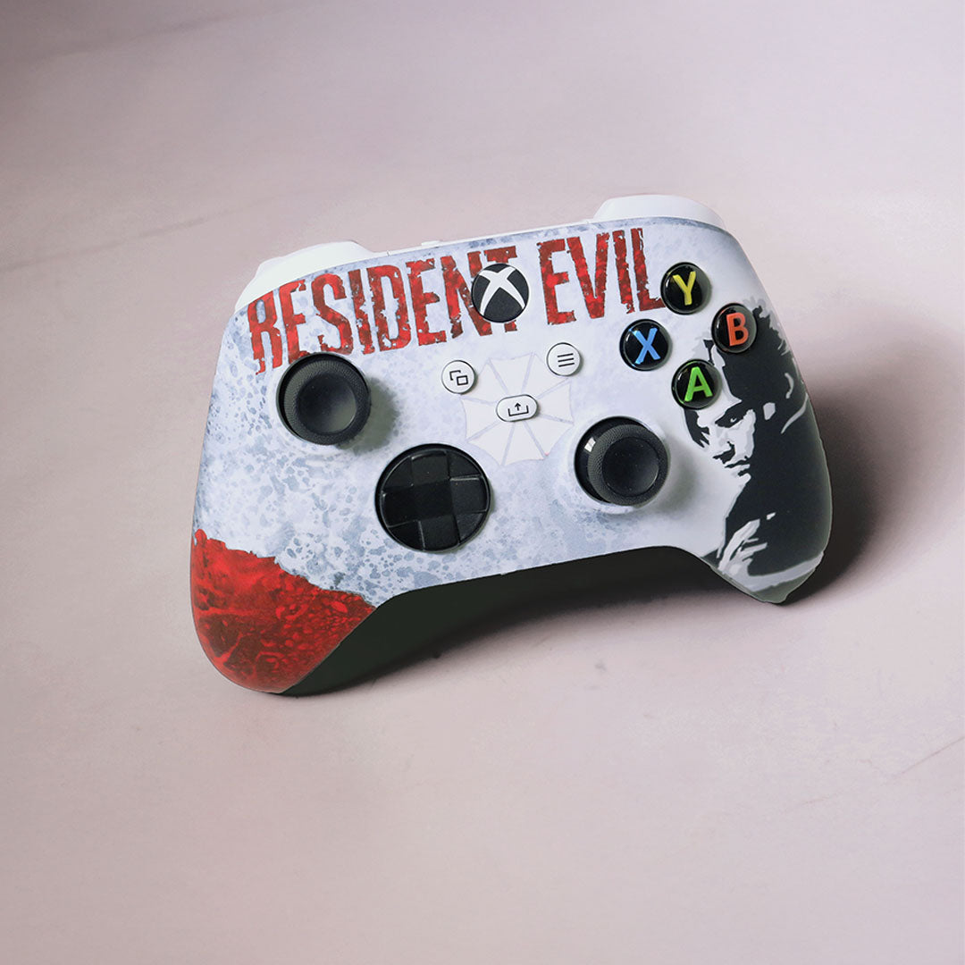Custom Airbrush Controller Microsoft Xbox Series X - Xbox One S - Bio hazard Resident Evil Leon Raccoon Virus