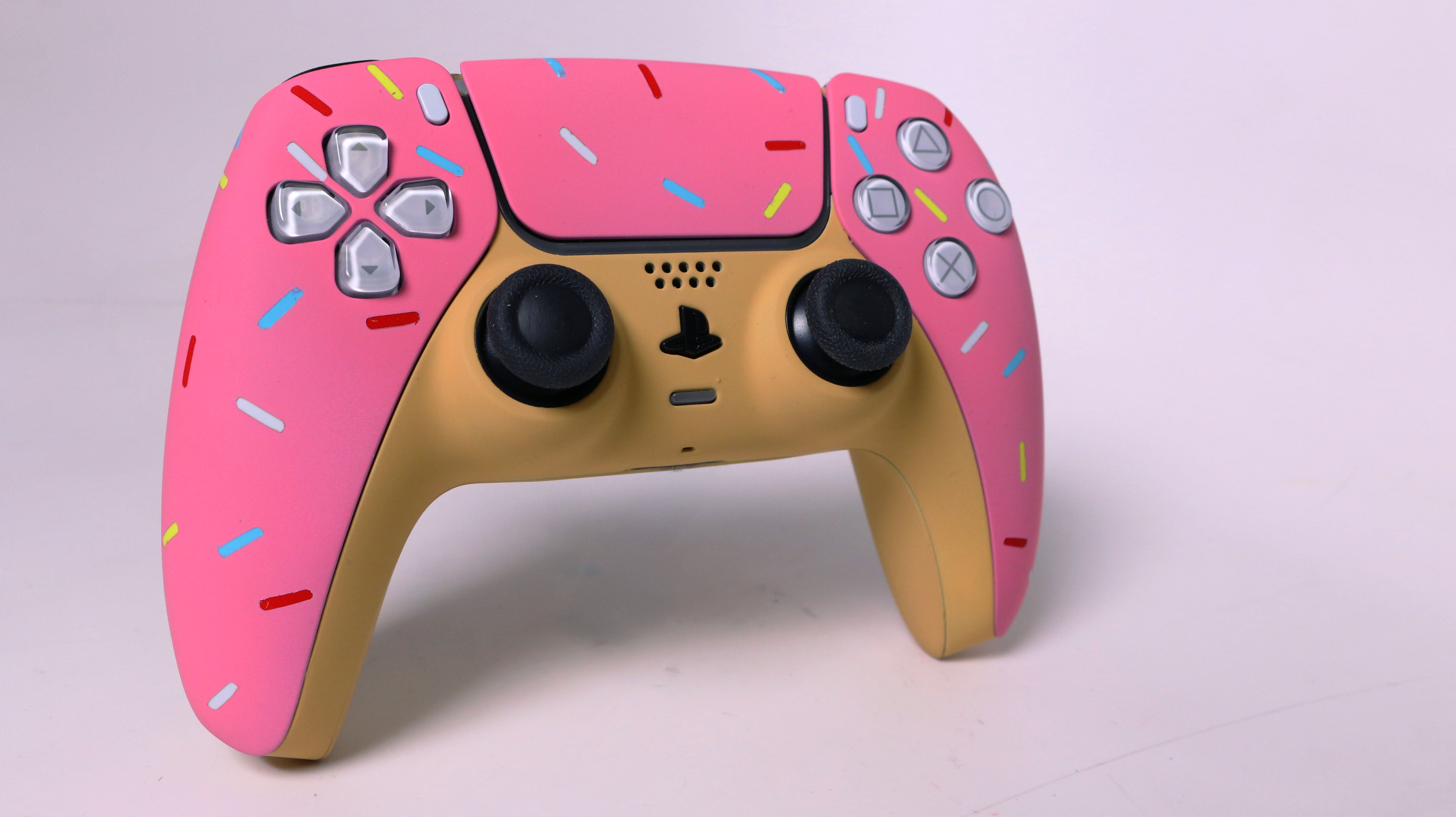 Custom Airbrushed Controller Sony Playstation 5 PS5 - Glazed Fresh Donut Homer Food Pastry Sprinkles Pink