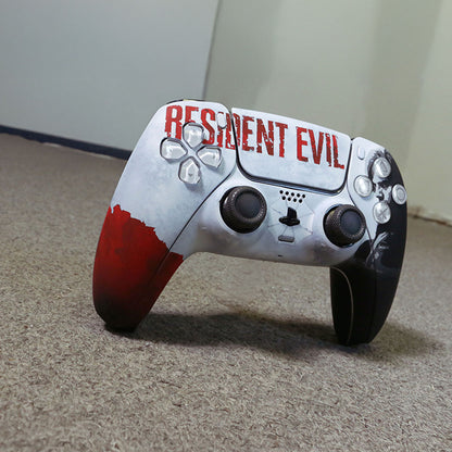 Custom Airbrush Painted Sony PlayStation 5 Controller PS5 - horror-themed video game controller with distressed white, red, black, and gray graphics, featuring bold red lettering and a weathered zombie survival-horror aesthetic.