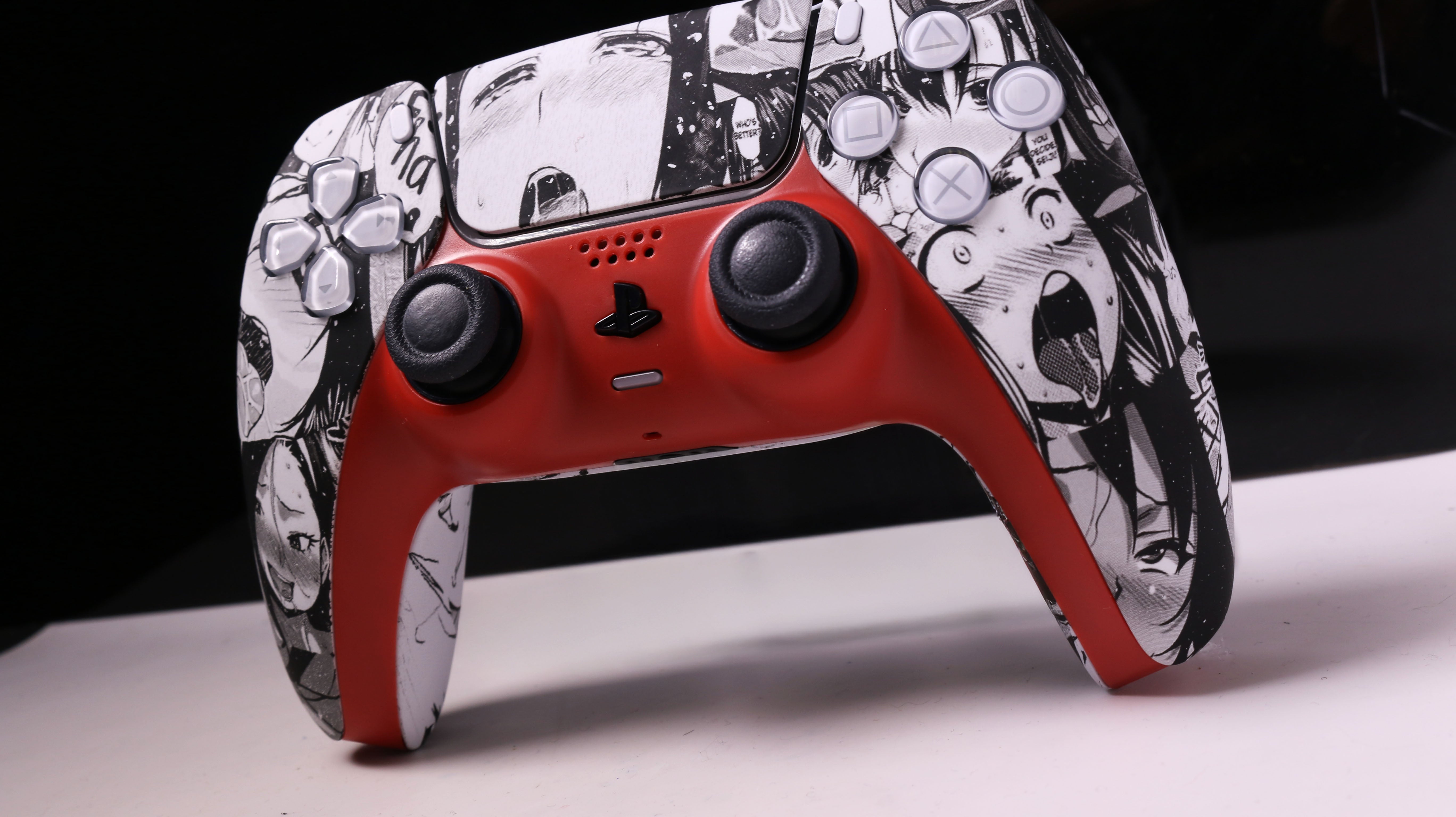 Custom Airbrush Painted Sony PlayStation 5 Controller PS5 - Ahegao Anime Red Manga Spicy Panel