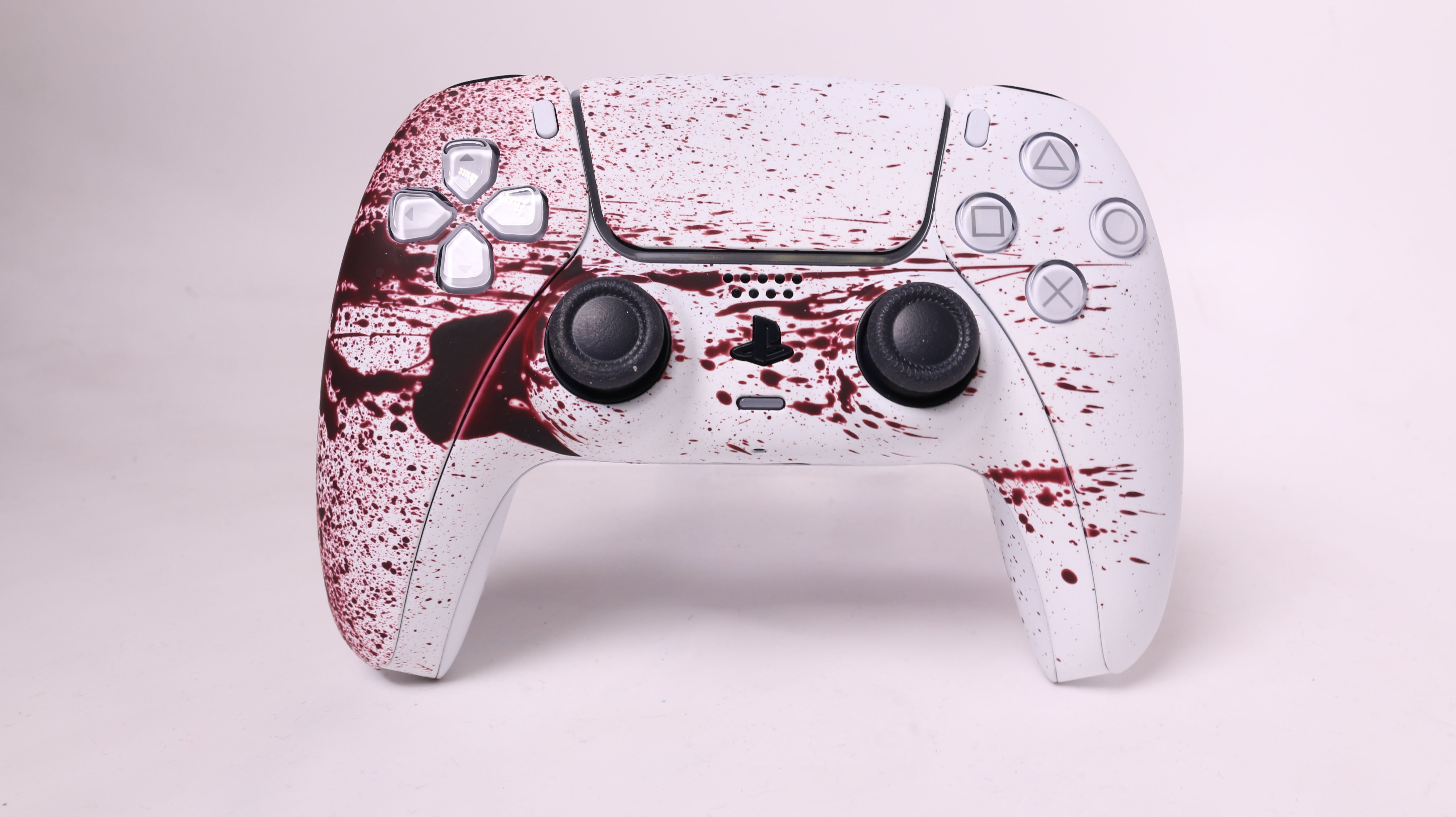 Custom Airbrushed Controller Sony Playstation 5 PS5 - Blood Splatter Gore Red White Horror Killer