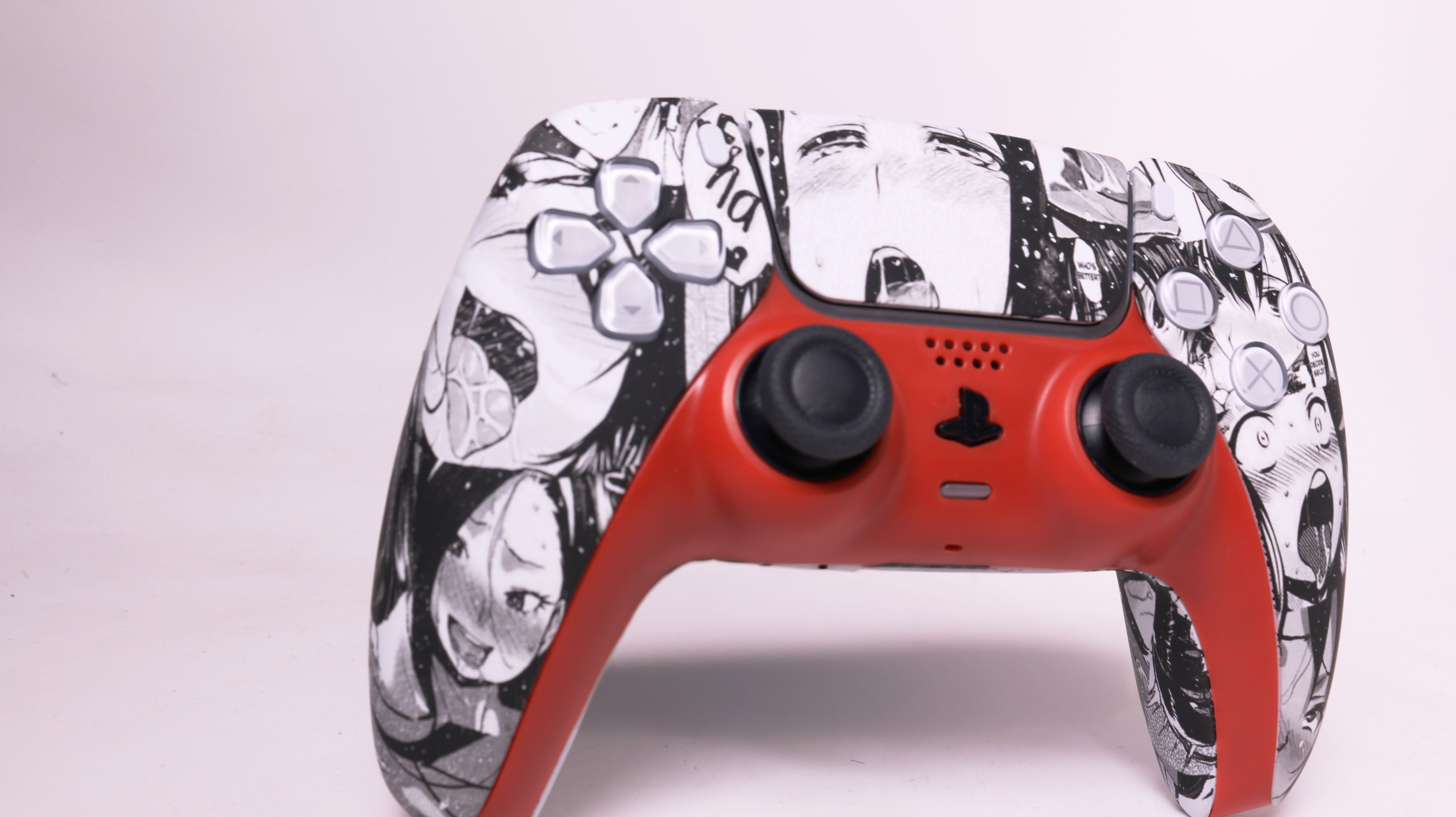Custom Airbrush Painted Sony PlayStation 5 Controller PS5 - Ahegao Anime Red Manga Spicy Panel