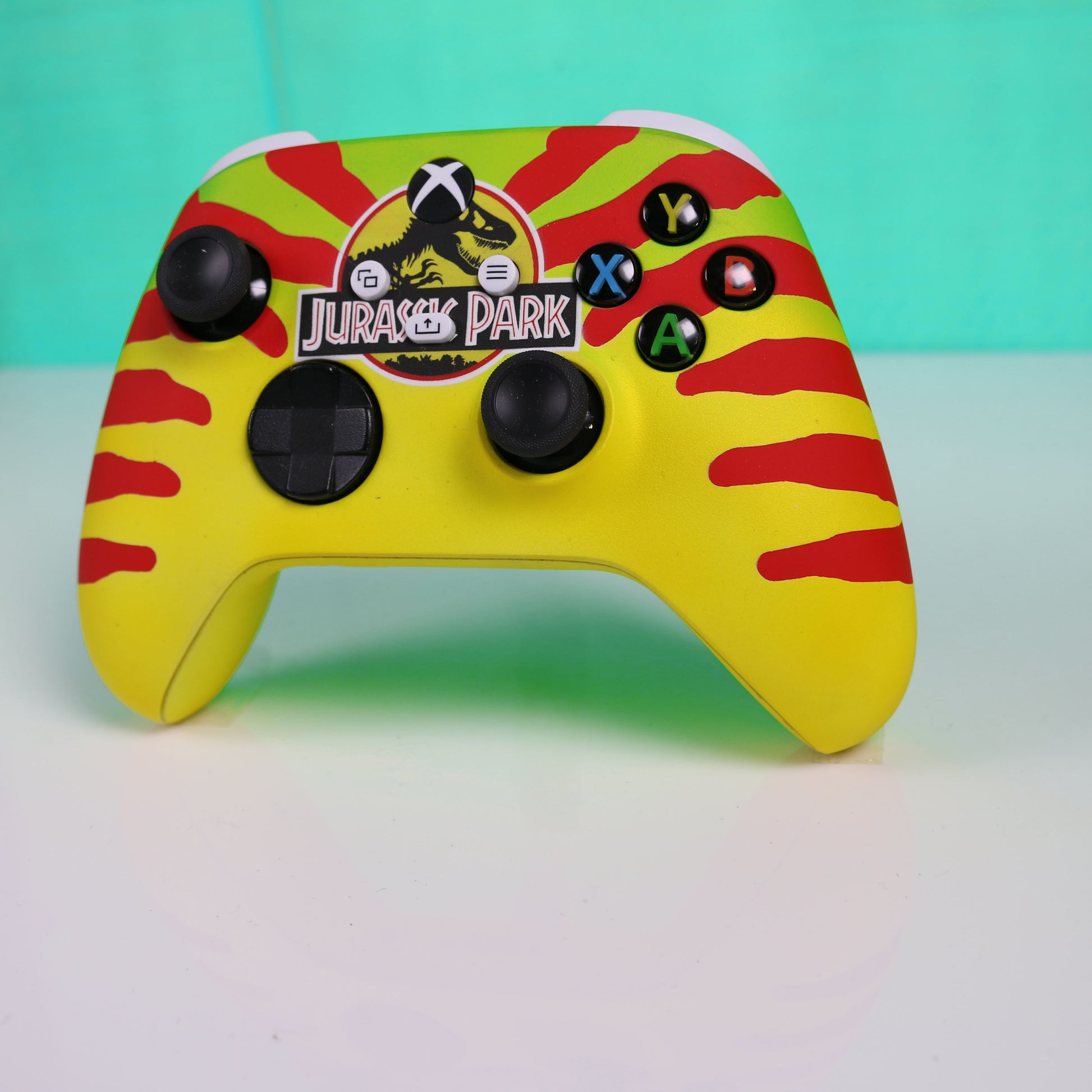 Custom Airbrush Painted Xbox Series X Controller – Retro Dinosaur Inspired Design - Xbox Series X, Series S, Xbox One, and Windows PCs - Retro dinosaur-inspired theme