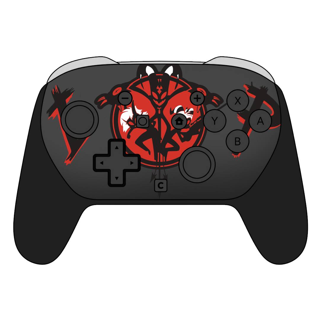 Custom Airbrush Painted Controller Nintendo Switch 2 Two - Helluva Boss Imp Assassin Hell Imps Demons Angels Secret Mission Wolf Owl
