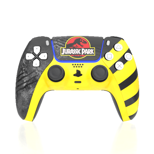 Custom Airbrushed Controller Sony Playstation 5 PS5 - Dinosaur Park Jurassic Yellow Grey T-Rex 