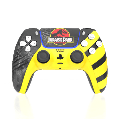 Custom Airbrushed Controller Sony Playstation 5 PS5 - Dinosaur Park Jurassic Yellow Grey T-Rex 