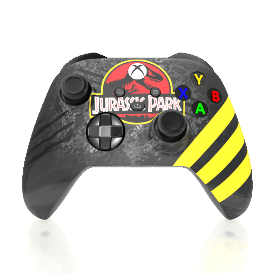 Custom Airbrushed  Controller Microsoft Xbox Series X XSX- Dinosaur Park Jurassic Yellow Grey T-Rex 