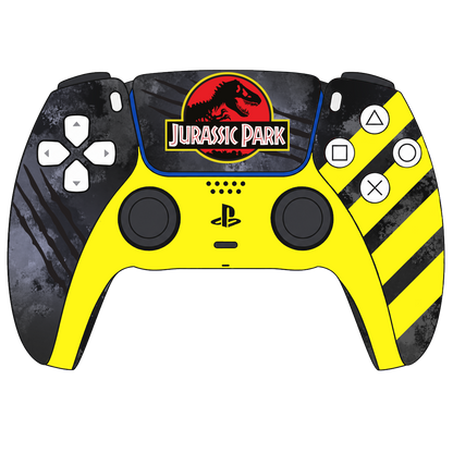 Custom Airbrushed Controller Sony Playstation 5 PS5 - Dinosaur Park Jurassic Yellow Grey T-Rex 
