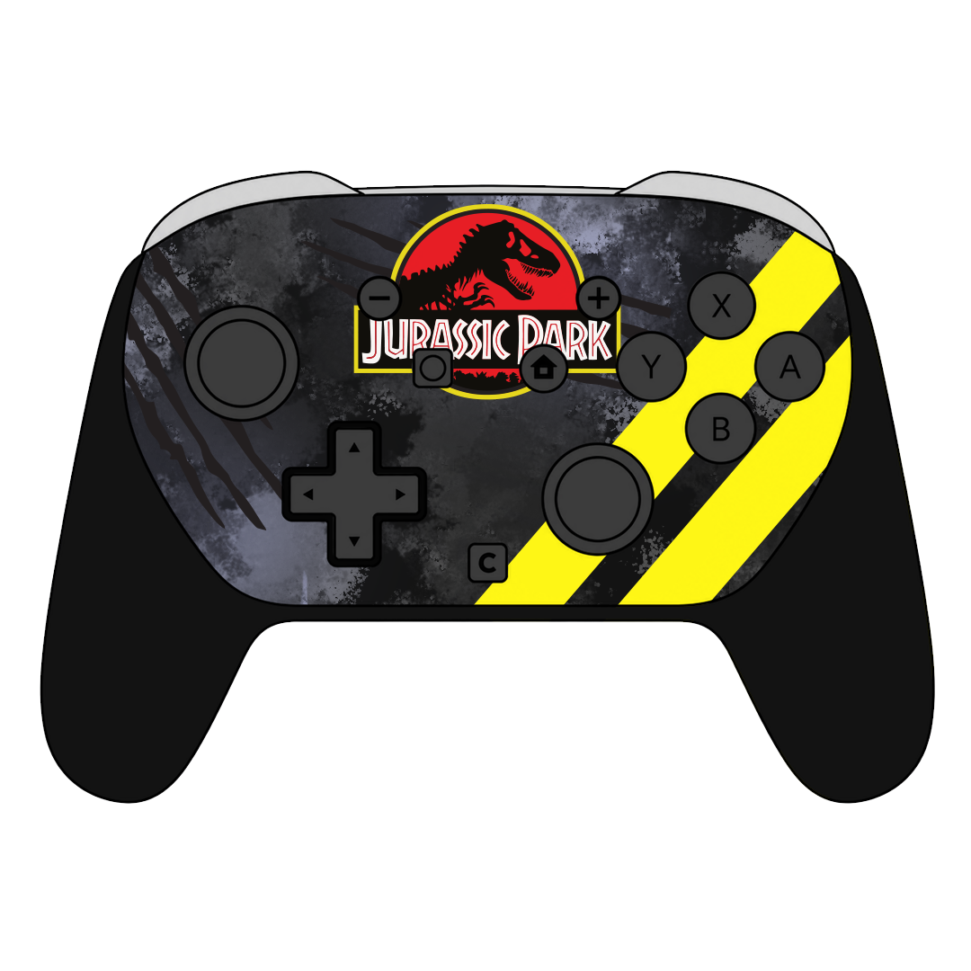 Custom Airbrush Painted Controller Nintendo Switch 2 Two - Dinosaur Park Jurassic Yellow Grey T-Rex 