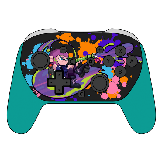 Custom Airbrush Painted Controller Nintendo Switch 2 Two - SSBU Smash Bros Anime Splatoon Inkling Squid Mario Paint Gaming Video Games