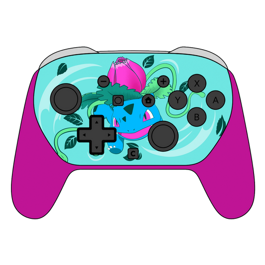 Custom Airbrush Painted Controller Nintendo Switch 2 Two - SSBU Smash Bros Pokemon Pocket Pals Grass Type Cute Anime