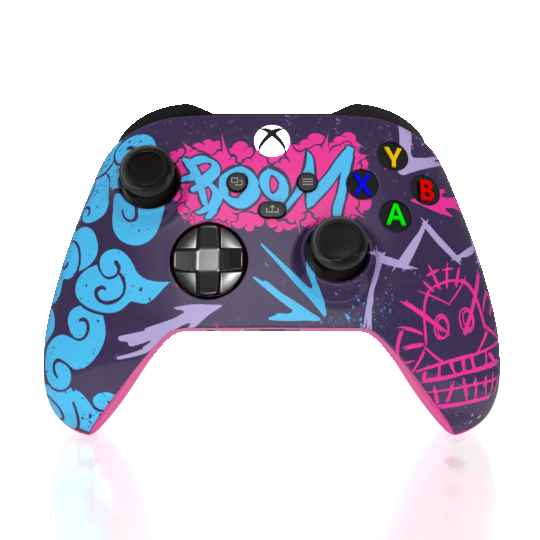 Custom Airbrush Controller Microsoft Xbox Series X - Xbox One S - Jinx Pink Boom Blue Powder Puff Arcane
