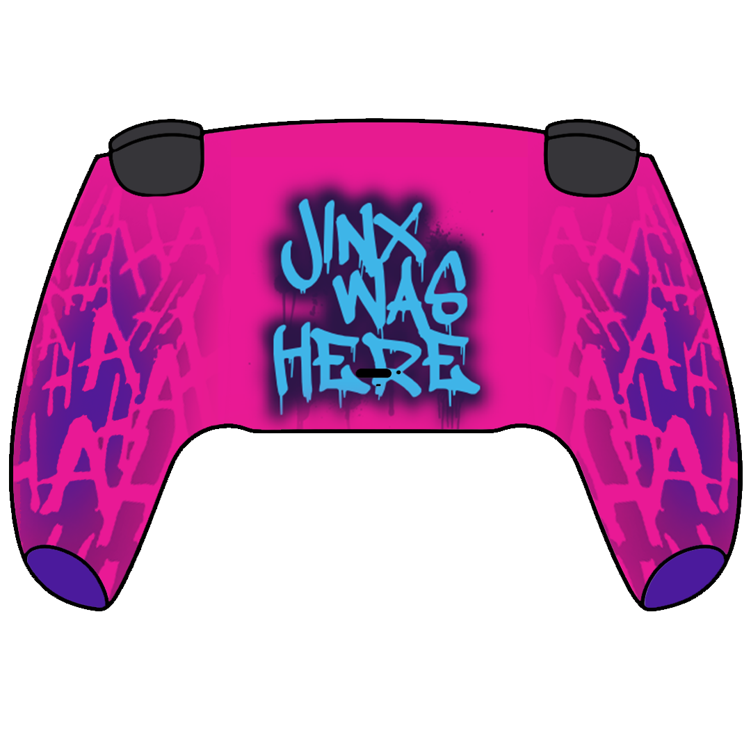Custom Airbrush Painted Sony PlayStation 5 Controller PS5 - Jinx Pink Boom Blue Powder Puff Arcane