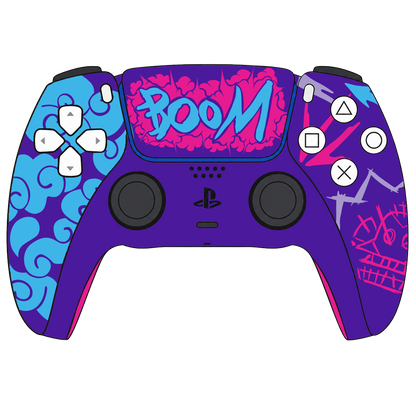 Custom Airbrush Painted Sony PlayStation 5 Controller PS5 - Jinx Pink Boom Blue Powder Puff Arcane