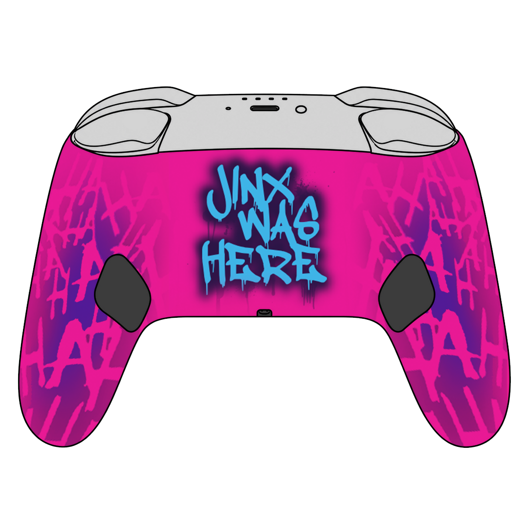 Custom Airbrush Painted Controller Nintendo Switch 2 Two - Jinx Pink Boom Blue Powder Puff Arcane