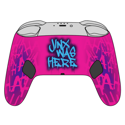 Custom Airbrush Painted Controller Nintendo Switch 2 Two - Jinx Pink Boom Blue Powder Puff Arcane
