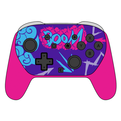 Custom Airbrush Painted Controller Nintendo Switch 2 Two - Jinx Pink Boom Blue Powder Puff Arcane