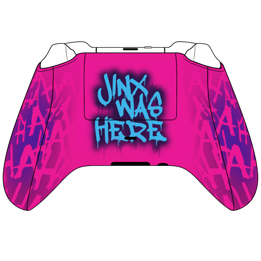 Custom Airbrush Controller Microsoft Xbox Series X - Xbox One S - Jinx Pink Boom Blue Powder Puff Arcane