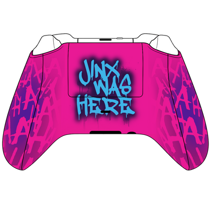 Custom Airbrush Controller Microsoft Xbox Series X - Xbox One S - Jinx Pink Boom Blue Powder Puff Arcane
