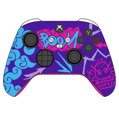 Custom Airbrush Controller Microsoft Xbox Series X - Xbox One S - Jinx Pink Boom Blue Powder Puff Arcane
