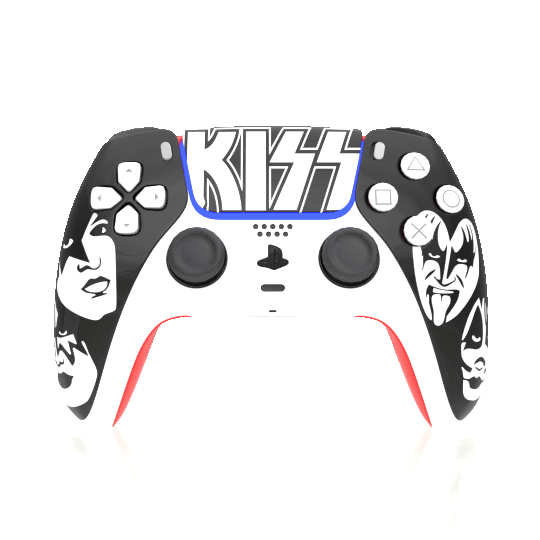 Custom Airbrush Painted Controller Sony PlayStation 5 PS5 - KISS Heavy Metal Facepaint