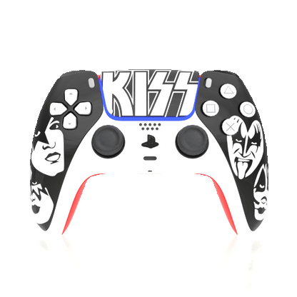 Custom Airbrush Painted Controller Sony PlayStation 5 PS5 - KISS Heavy Metal Facepaint