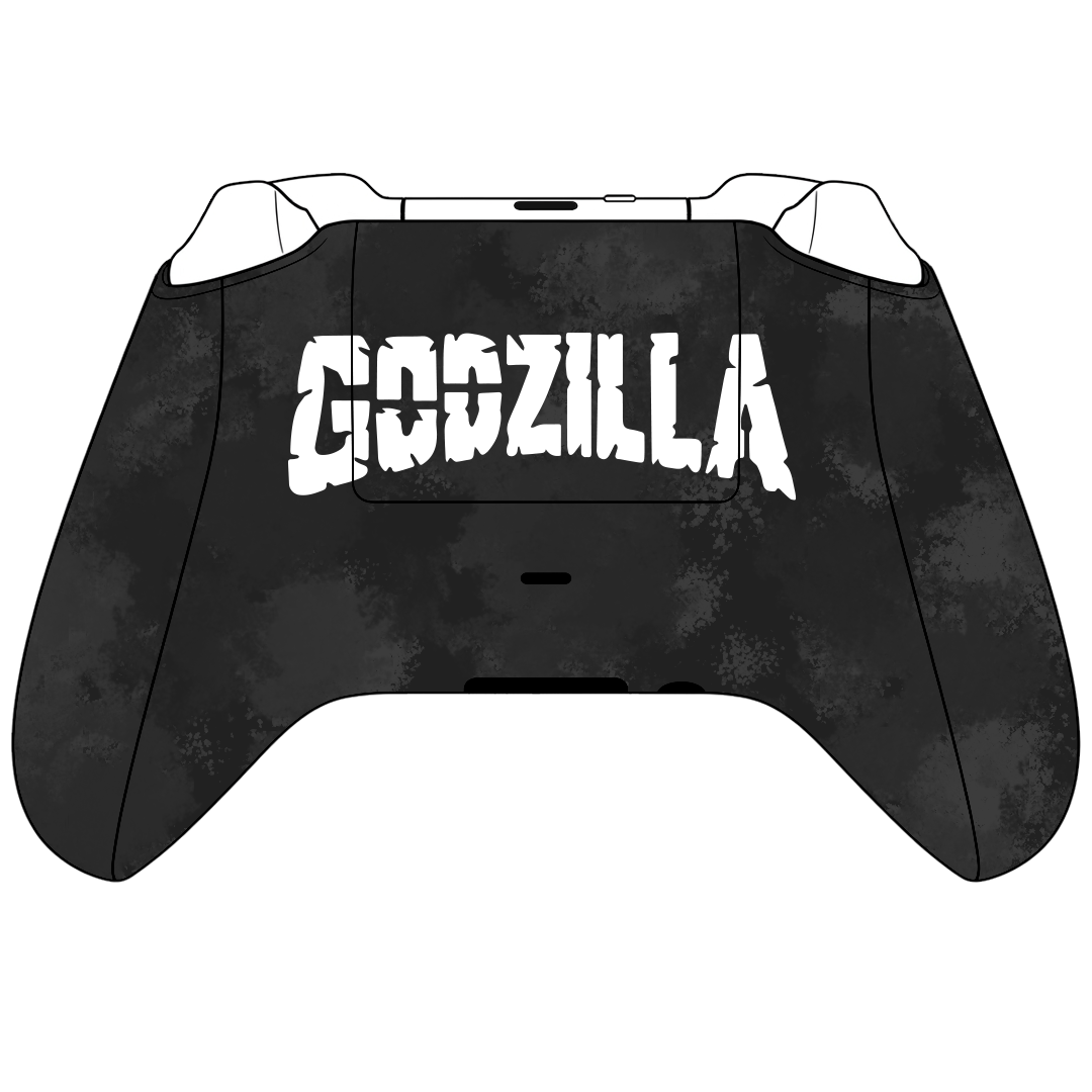 Custom Airbrush Painted Microsoft Xbox Series X XBX - Red and black custom gaming controller with white Japanese-inspired artwork. Monster -Kaiju - Great wave