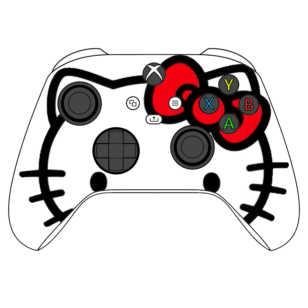 Custom Airbrushed Controller Microsoft Xbox Series X - Xbox One S - Hello Kitty Cute Anime