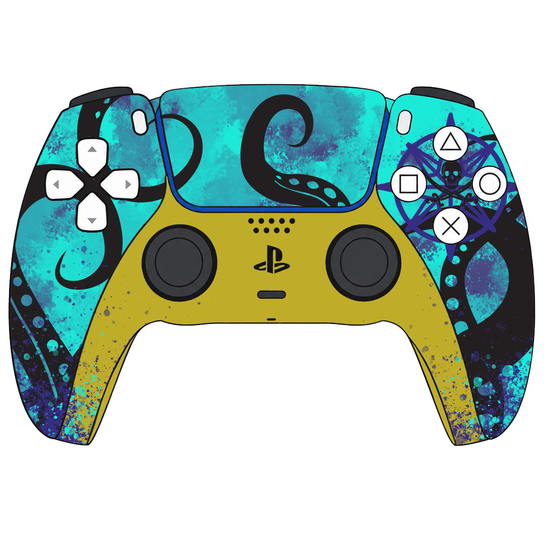 Custom Airbrushed Controller Sony Playstation 5 PS5 - Sea of Thieves The Kraken Ocean Pirates