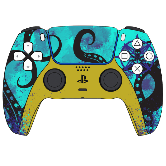 Custom Airbrushed Controller Sony Playstation 5 PS5 - Sea of Thieves The Kraken Ocean Pirates