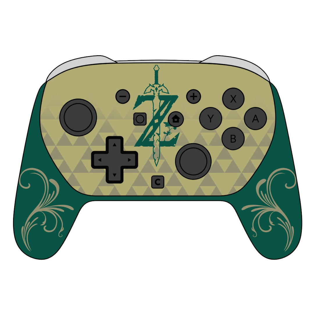 Custom Airbrush Painted Controller Nintendo Switch 2 Two - SSBU Smash Bros Anime LoZ Hero Legend of Zelda Link Master Sword Navi