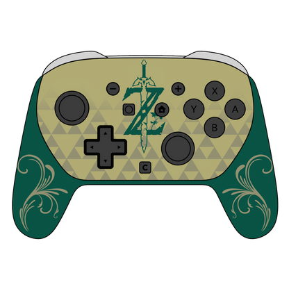 Custom Airbrush Painted Controller Nintendo Switch 2 Two - SSBU Smash Bros Anime LoZ Hero Legend of Zelda Link Master Sword Navi