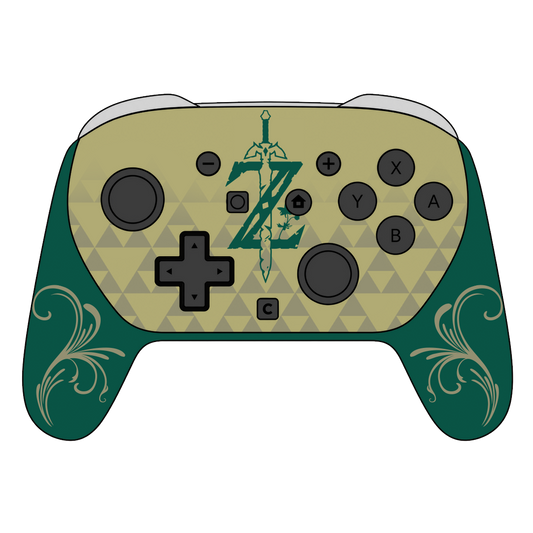 Custom Airbrush Painted Controller Nintendo Switch 2 Two - SSBU Smash Bros Anime LoZ Hero Legend of Zelda Link Master Sword Navi