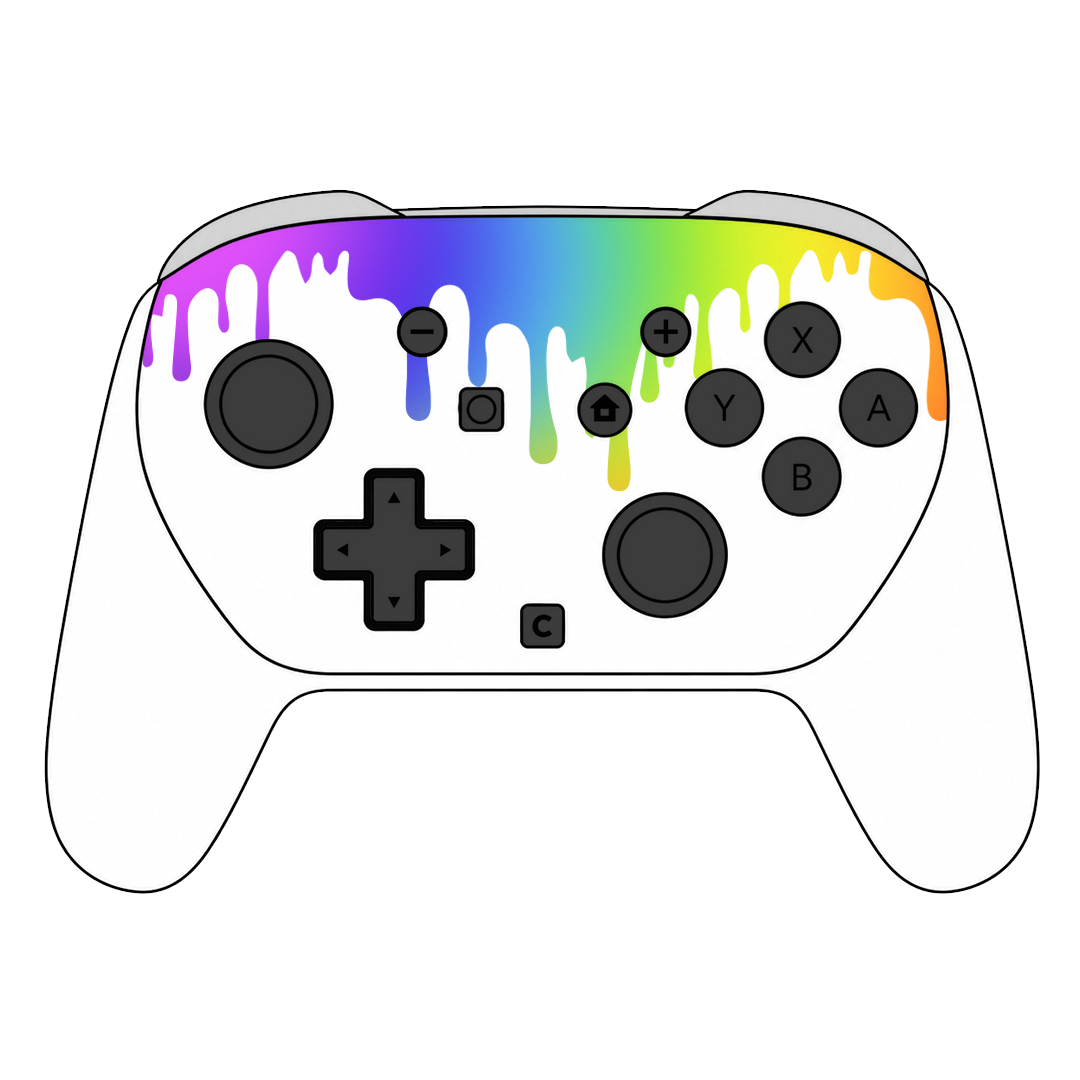 Custom Airbrush Painted Controller Nintendo Switch 2 Two - Rainbow Melting  Original Colorful
